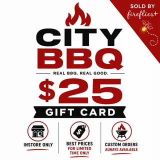 $25.00 USD CITY BBQ GIFT CARDS