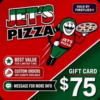 $75.00 USD JET'S PIZZA GIFT CARDS