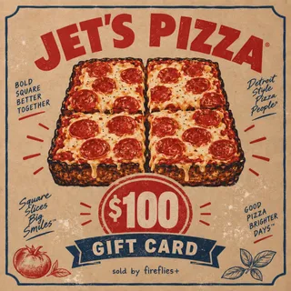 $100.00 USD JET'S PIZZA GIFT CARDS