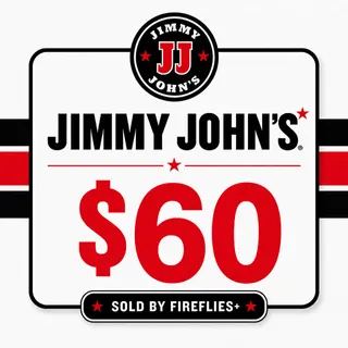 $60.00 USD JIMMY JOHN'S GIFT CARDS
