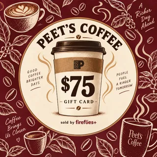 $75.00 USD PEETS COFFEE GIFT CARDS