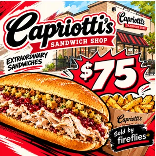 $75.00 USD CAPRIOTTIS SANDWICH SHOP GIFT CARDS