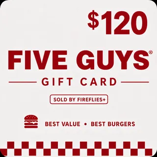 $120.00 USD FIVE GUYS GIFT CARDS