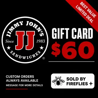 $60.00 USD JIMMY JOHN'S GIFT CARDS