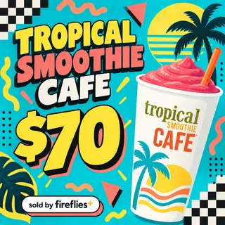 $70.00 USD TROPICAL SMOOTHIE CAFE GIFT CARDS