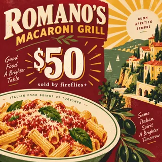 $50.00 USD ROMANOS MACARONI GRILL PIT GIFT CARDS