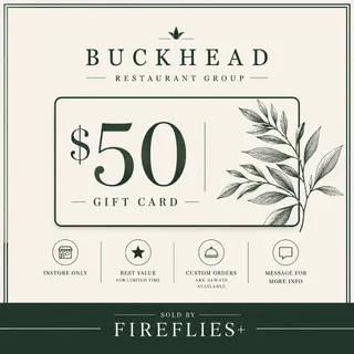 $50.00 USD BUCKHEAD RESTAURANT GROUP GIFT CARDS
