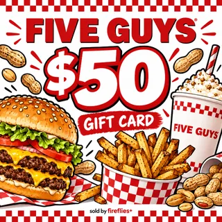 $50.00 USD FIVE GUYS GIFT CARDS