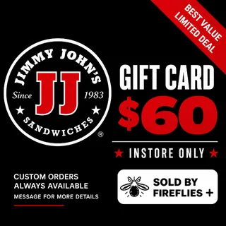 $60.00 USD JIMMY JOHN'S GIFT CARDS