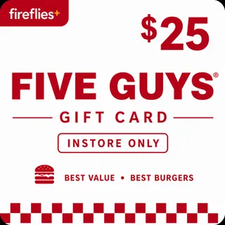 $25.00 USD FIVE GUYS GIFT CARDS