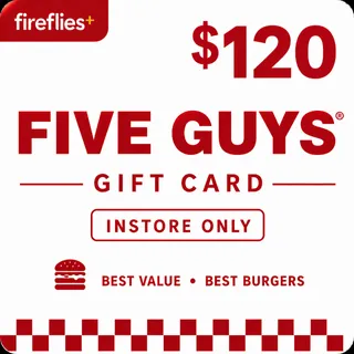 $120.00 USD FIVE GUYS GIFT CARDS