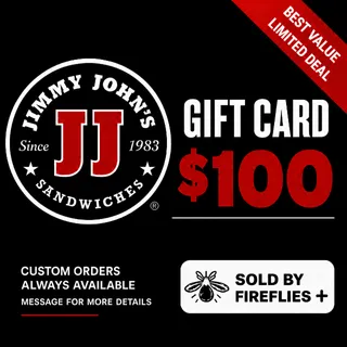 $100.00 USD JIMMY JOHN'S GIFT CARDS