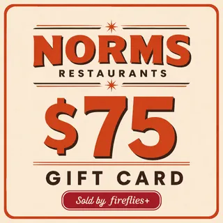 $75.00 USD NORMS RESTAURANTS GIFT CARDS