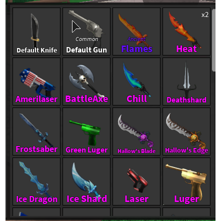 Bundle Mm2 Knifes Guns In Game Items Gameflip - roblox mm2 chill