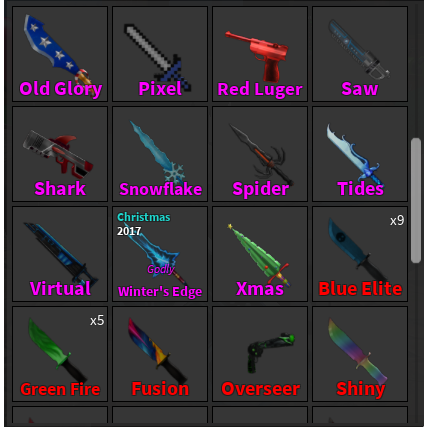 Mm2 knifes roblox, Video Gaming, Gaming Accessories, Game Gift Cards &  Accounts on Carousell