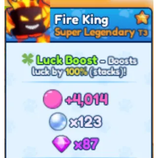 1x Luck Boost Super Legendary Pet Bubble Gum Simulator Infinity