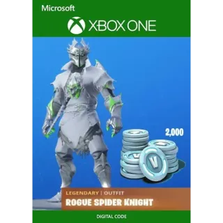 FORTNITE: LEGENDARY ROGUE SPIDER KNIGHT OUTFIT + 2000 V-BUCKS BUNDLE XBOX ONE