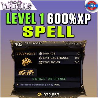 Level 1 Modded XP Spell 600% XP Tiny Tina's