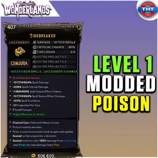 Level 1 Modded Spell Tidebreaker Poison Tiny Tina's