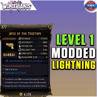 Level 1 Modded Apex of the Tretops Lightning Tiny Tina's
