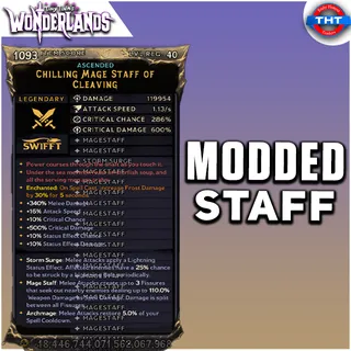 Modded Chilling Mage Staff of Cleaving Tiny Tina's