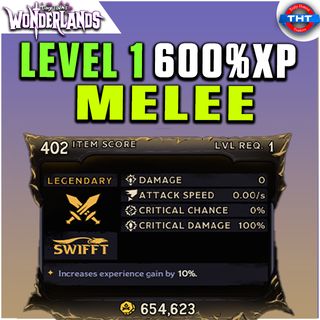 Level 1 Modded XP Melee 600% XP Tiny Tina's