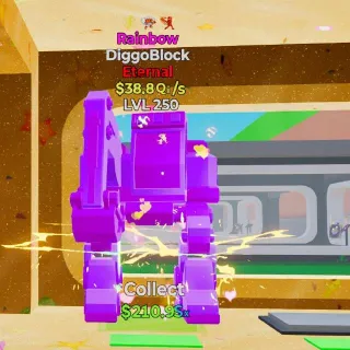 Lvl 250 - DiggoBlock Rainbow 3 Traits  $38.8Qi/s Brainrot