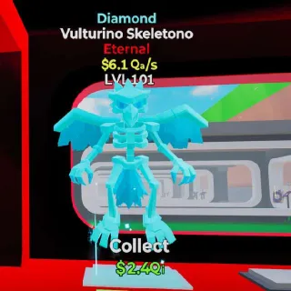 🔥 LVL 101 - Vulturino Skeletono Diamond $16.2Qa/s - Steal the Brainrot