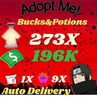 Bucks And Potions And 9X Admin Abuse Box And 1X 2D Box - Adopt Me