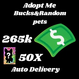 BUCKS AND 50X random pets  -ADOPT ME