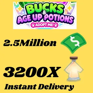 BUCKS AND AGE UP POTIONS  -ADOPT ME 
