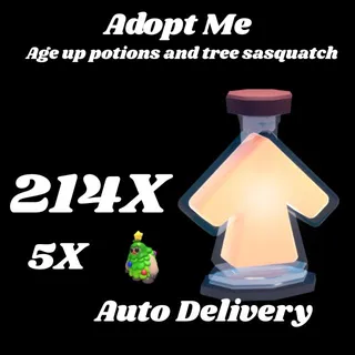 age up potions and 5x tree sasquatch - ADOPT ME