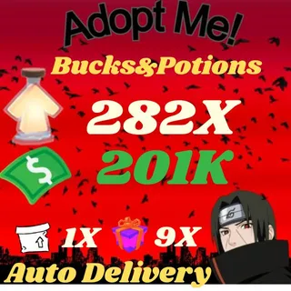 Bucks And Potions And 9X Admin Abuse Box And 1X 2D Box - Adopt Me