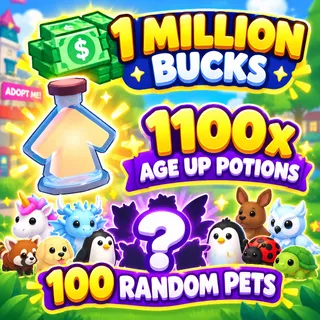 BUCKS AND AGE UP POTIONS  -ADOPT ME (ALL IN ONE ACCOUNT)