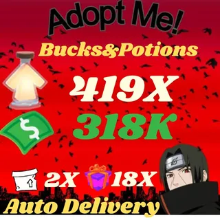 Bucks And Potions And 18X Admin Abuse Box And 2X 2D Box - Adopt Me