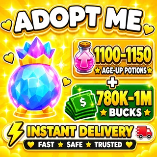 BUCKS AND AGE UP POTIONS  -ADOPT ME (ALL IN ONE ACCOUNT)