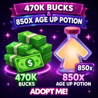 BUCKS AND AGE UP POTIONS(all in one account)   -ADOPT ME 