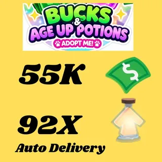 BUCKS AND AGE UP POTIONS  -ADOPT ME 