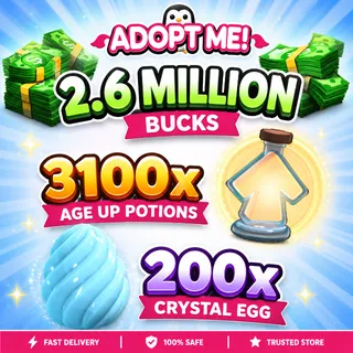 BUCKS AND AGE UP POTIONS and 200x crystal egg  -ADOPT ME 