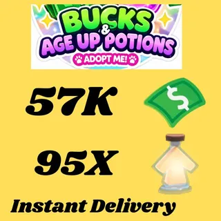 BUCKS AND AGE UP POTIONS  -ADOPT ME 
