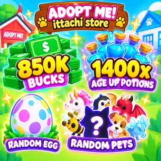 BUCKS AND AGE UP POTIONS and random eggs and random pets  -ADOPT ME 