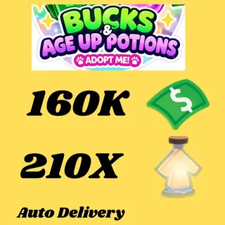 BUCKS AND AGE UP POTIONS  -ADOPT ME 