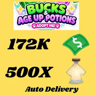 BUCKS AND AGE UP POTIONS  -ADOPT ME (ALL IN ONE ACCOUNT)