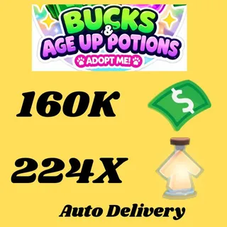 BUCKS AND AGE UP POTIONS  -ADOPT ME (ALL IN ONE ACCOUNT)