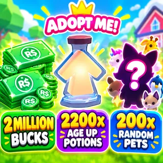 BUCKS AND AGE UP POTIONS and 200x random pets  -ADOPT ME 