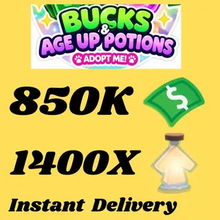 BUCKS AND AGE UP POTIONS  -ADOPT ME (all in one account)