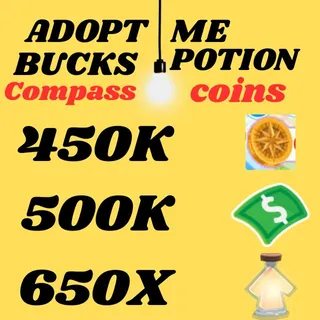 compass coins and BUCKS AND AGE UP POTIONS  -ADOPT ME