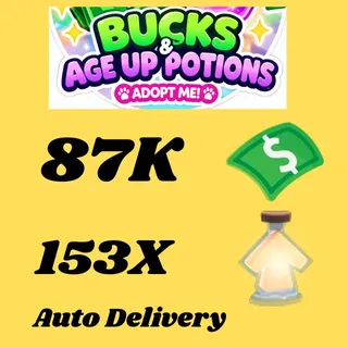 BUCKS AND AGE UP POTIONS  -ADOPT ME 