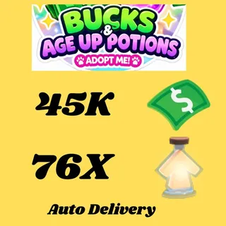 BUCKS AND AGE UP POTIONS  -ADOPT ME 