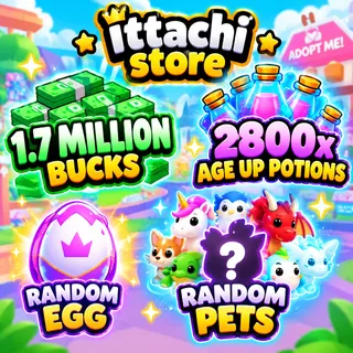 BUCKS AND AGE UP POTIONS and random eggs and random pets  -ADOPT ME 